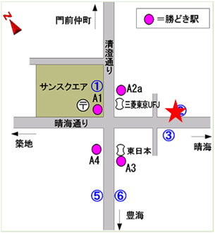 都営大江戸線勝どき駅の地図