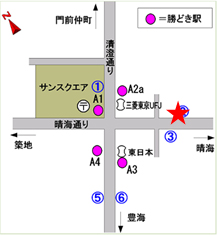 都営大江戸線勝どき駅の地図
