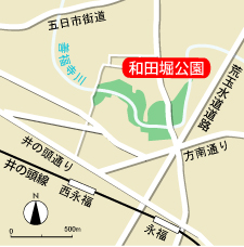 和田堀公園への地図
