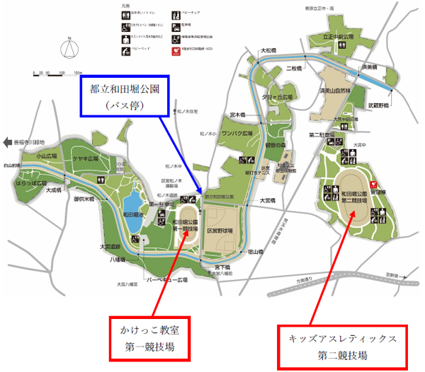 和田堀公園内の地図