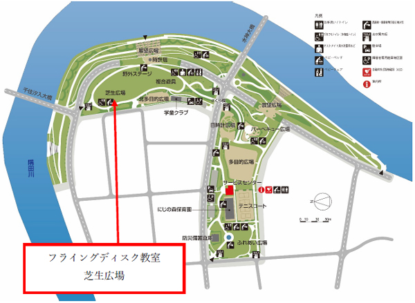 汐入公園内の地図