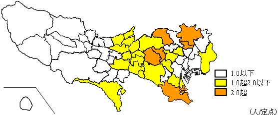 インフルエンザ流行分布の地図