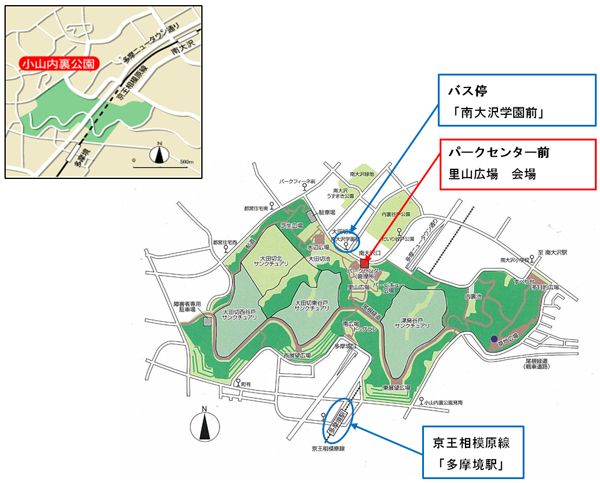 小山内裏公園への交通・園内地図