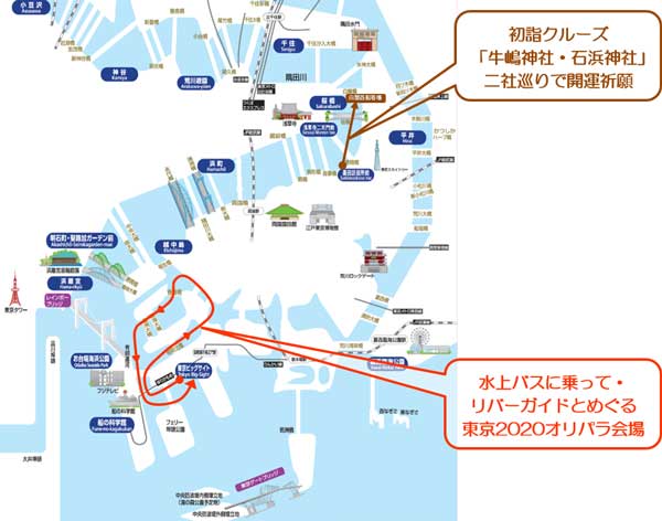 乗船コースの地図